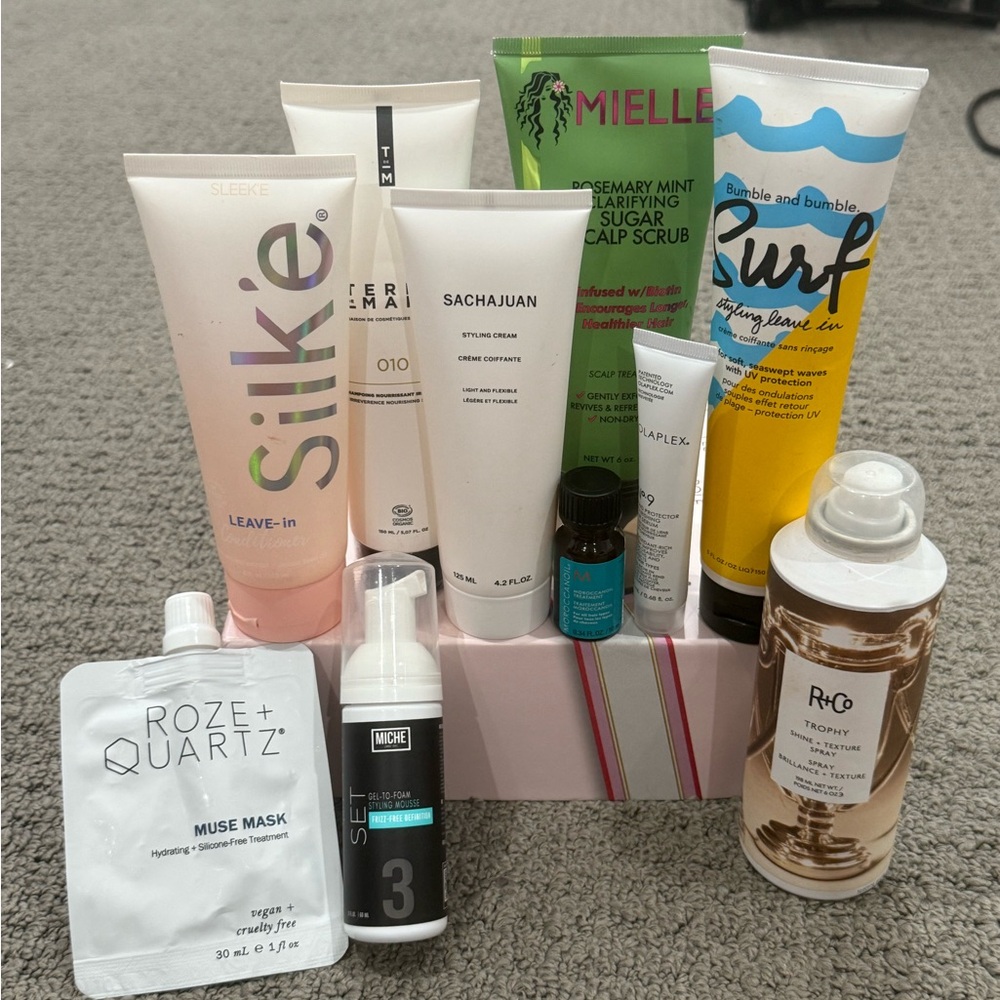 10 piece HAIR BUNDLE feat Olaplex, Sachajuan , R&Co, Moroccanoil, Roze + Quartz